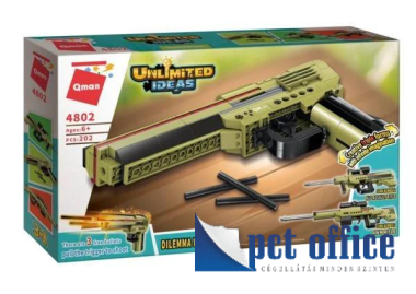 Építőkocka QMAN: 202 db-os 3in1 Játékpisztoly, játékgépfegyver vagy távcsöves játékpuska – 3db tölté