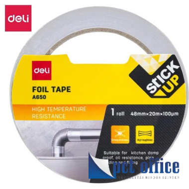 Ragasztószalag, csomagolószalag aluminium 48 mm x 20 m Deli A650