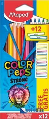 Színes Ceruza 12 db-os háromszögletű Maped Color Peps Strong +12 matrica