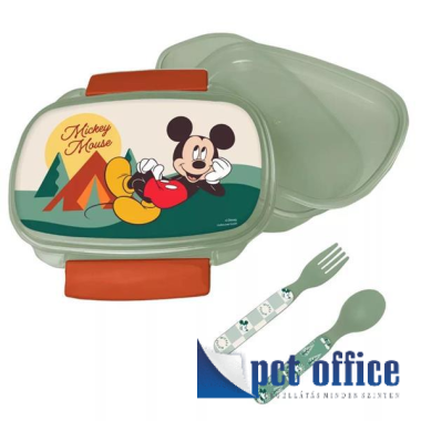 Uzsonnás doboz/szendvics doboz + evőeszköz szett Mickey Mouse Nature