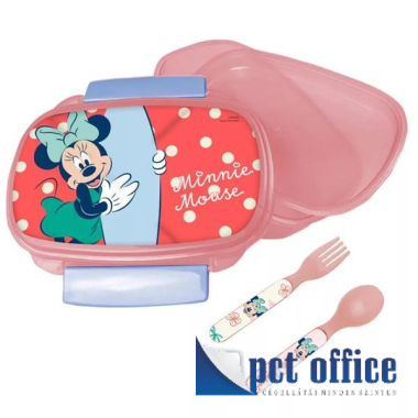 Uzsonnás doboz/szendvics doboz + evőeszköz szett Minnie Mouse Summer