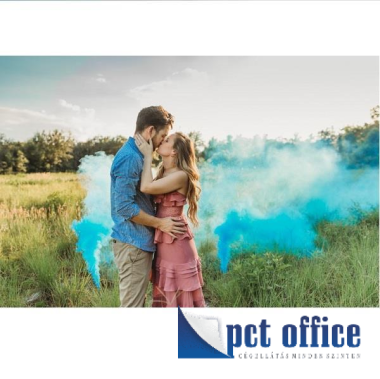 Babaváró partyhoz kék füstgyertya, pirotechnikai party kellék, 2 perces