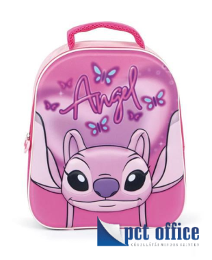Iskolatáska, hátitáska, ovis, Disney Lilo és Stitch, A csillagkutya Pink Angel 3D hátizsák
