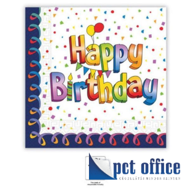Party szalvéta 2 rétegű 20 db-os 33x33 cm Happy birthday Multicolor