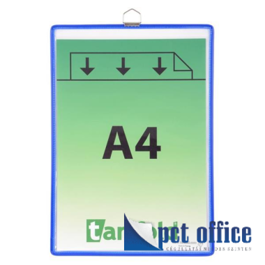 Bemutatótábla, acélkeretes, függő, A4, álló, fém fülecskével, DJOIS, kék