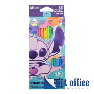 Színes Ceruza 12 db-os háromszögletű Colorino Disney Stitch Pasztell