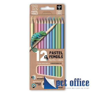 Színes Ceruza 12 db-os háromszögletű Ars Una Pasztell hegyezővel