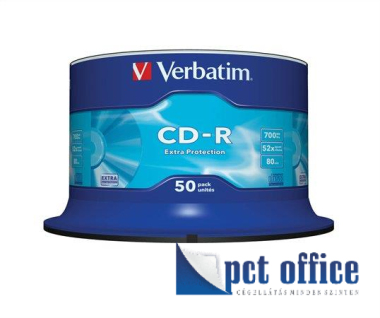 CD-R lemez, Crystal bevonat, AZO, 700MB, 52x, hengeren VERBATIM DataLife Plus 50 db-os