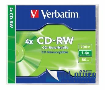 CD-RW lemez, újraírható, SERL, 700MB, 2-4x, normál tok, VERBATIM