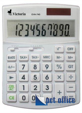 Számológép, asztali, 10 számjegy, környezetbarát, VICTORIA GVA-740, fehér