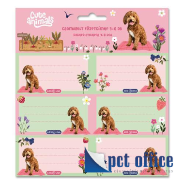 Füzetcímke/Vignetta 3x6 db-os Cute Animals - Doggie Ars Una