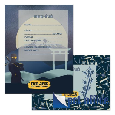 Party Meghívó 10 Db-os Ninjas in the Dark Ars Una