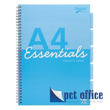 Spirálfüzet A4 vonalas Pukka Pad 100 lapos Regiszteres Unipad Essentials Project Book vegyes szín
