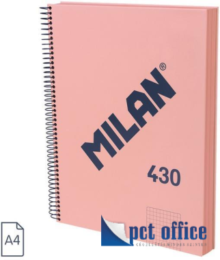 Spirálfüzet A4 kockás Milan 120 lapos 1918 Series rózsaszín