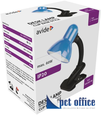 Asztali lámpa E27 foglalat csiptethető AVIDE kék