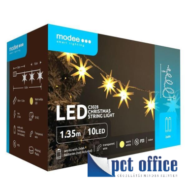 Karácsonyi fényfűzér 10 db beltéri led elemes Modee C3028(10LED/135cm/15cm) warm