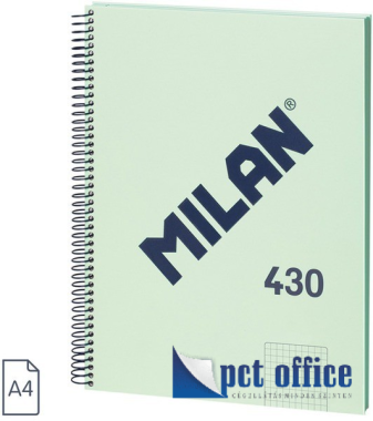 Spirálfüzet A4 kockás Milan 80 lapos 1918 Series zöld