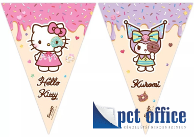 Party Kellék Zászlófüzér 2,3 méteres Hello Kitty Kuromi