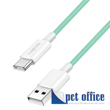 Adat és töltőkábel, 1 m Logilink 2.0 USB Type-C zöld