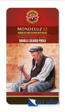 Színes Ceruza 12 db-os hatszögletű Aquarelle Mondeluz 3722 Koh-I-Noor fém dobozos