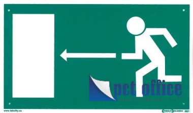 Információs tábla Menekülési irány, vészkijárat balra (nyíl) 210x123 mm