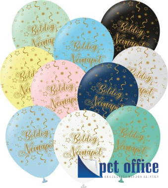 Lufi latex 12 inch-es 30 cm-es Normál Boldog Születésnapot, névnapos