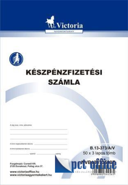 B.13-373/V Készpénzfizetési számlatömb A5 50x3 egy ÁFÁs Victoria