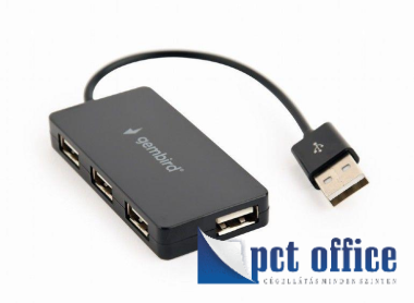 USB elosztó-HUB 2.0 , 4 portos, Gembird Fekete