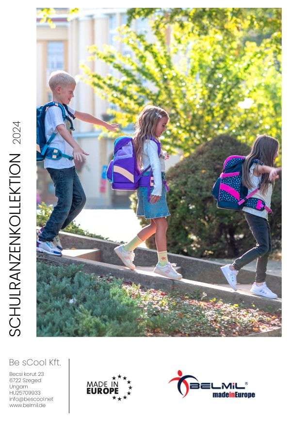 Belmil iskolatáska, tolltartó, tornazsák katalógus 2024.